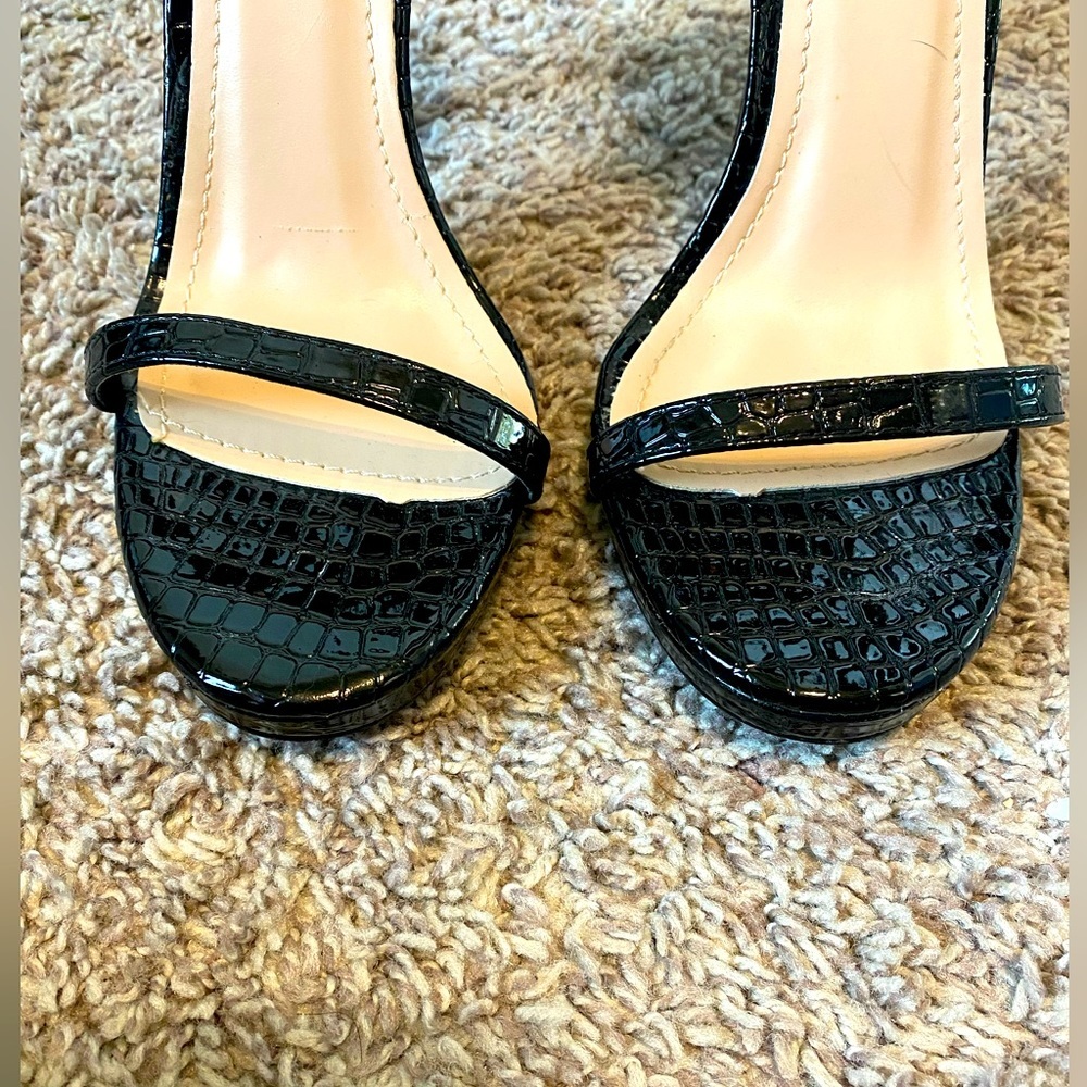 NASTY Gal patent leather black snake skin print, high heels Size 7